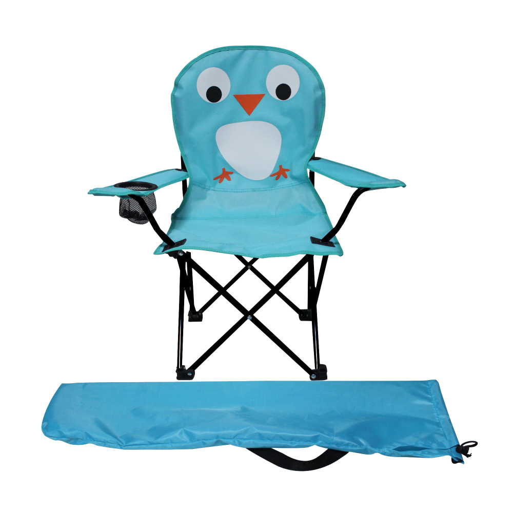 Dětská skládací rybářská židle s držákem nápoje včetně tašky modrý ptáček