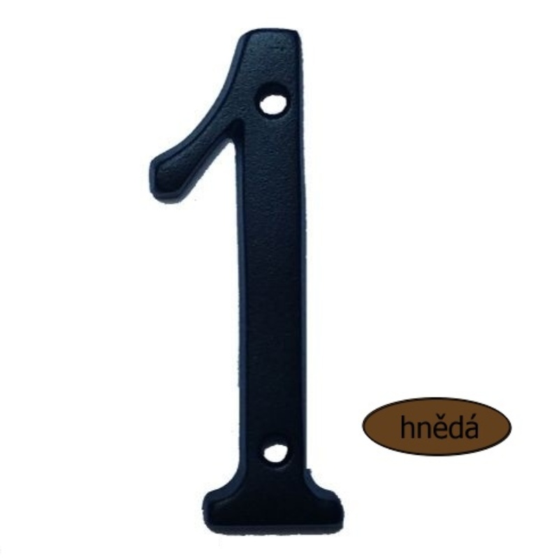 Domovní číslo - kovová číslice "1" - hnědá 8 cm