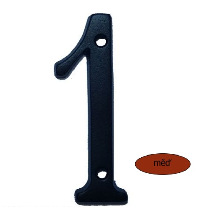 Domovní číslo - kovová číslice "1" - měděná 145 mm