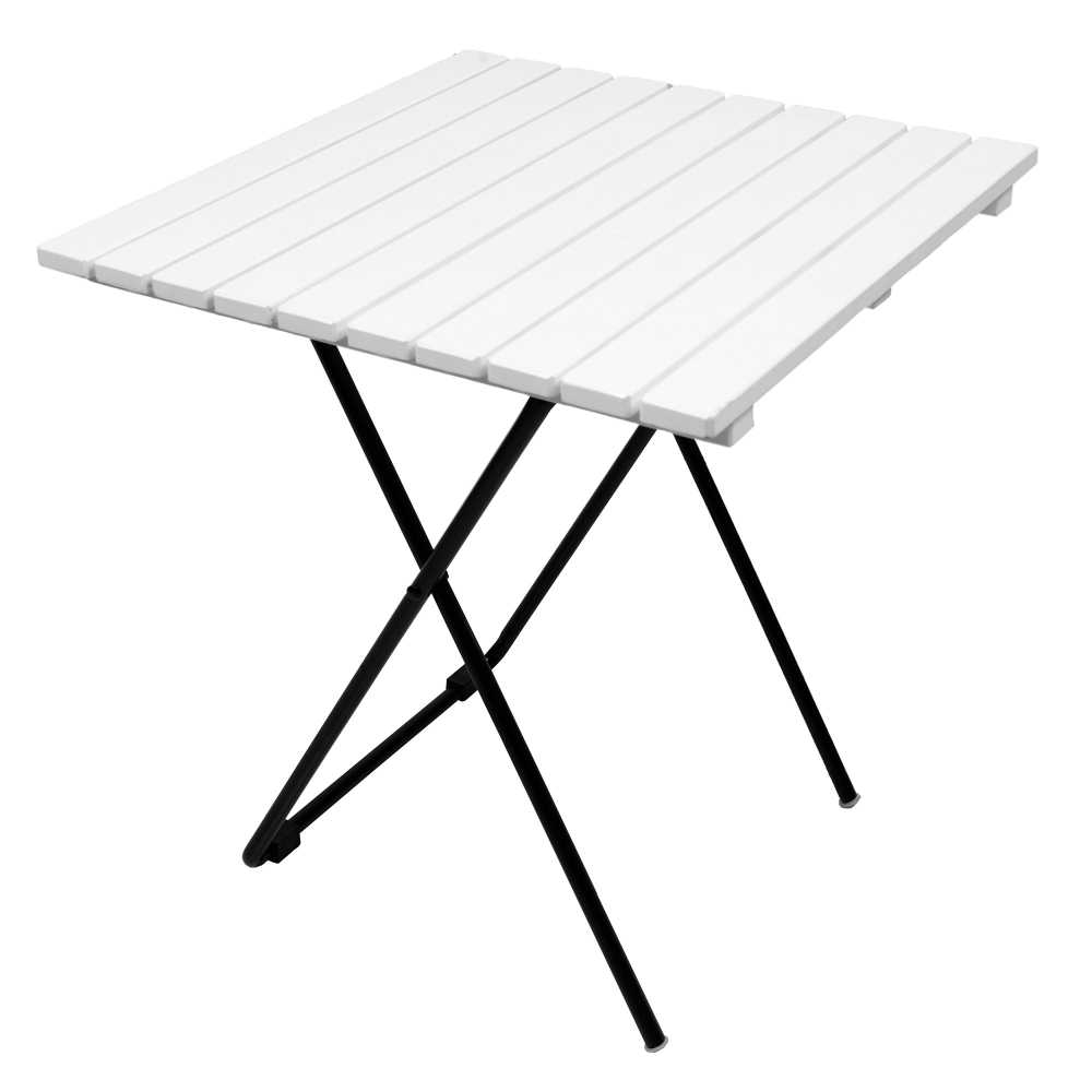 skládací stolek 45 x 45 cm kov dřevo bílé