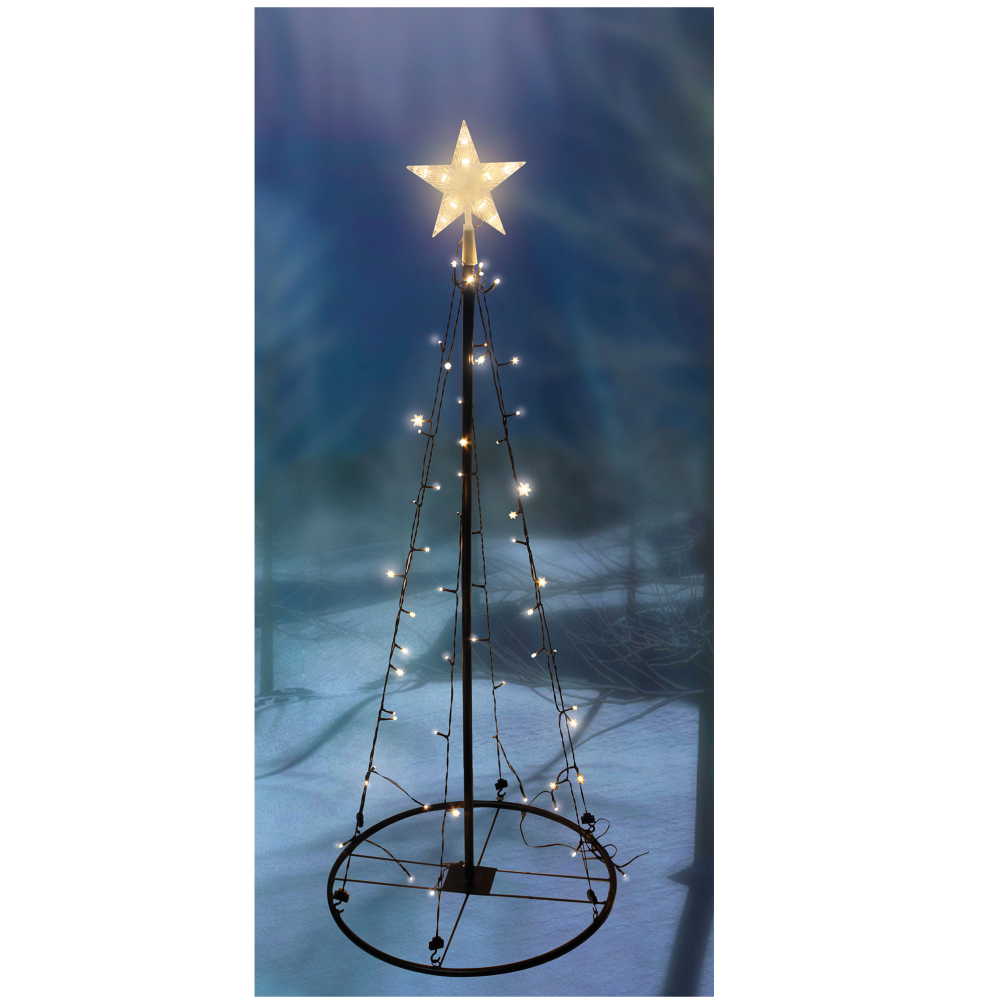 Světelný vánoční strom 1,20 m s hvězdou teplé světlo 8 funkcí do zásuvky