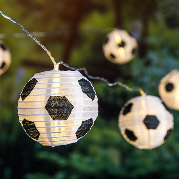 Solární LED lampiony fotbalové míče 5,10 m teplé světlo
