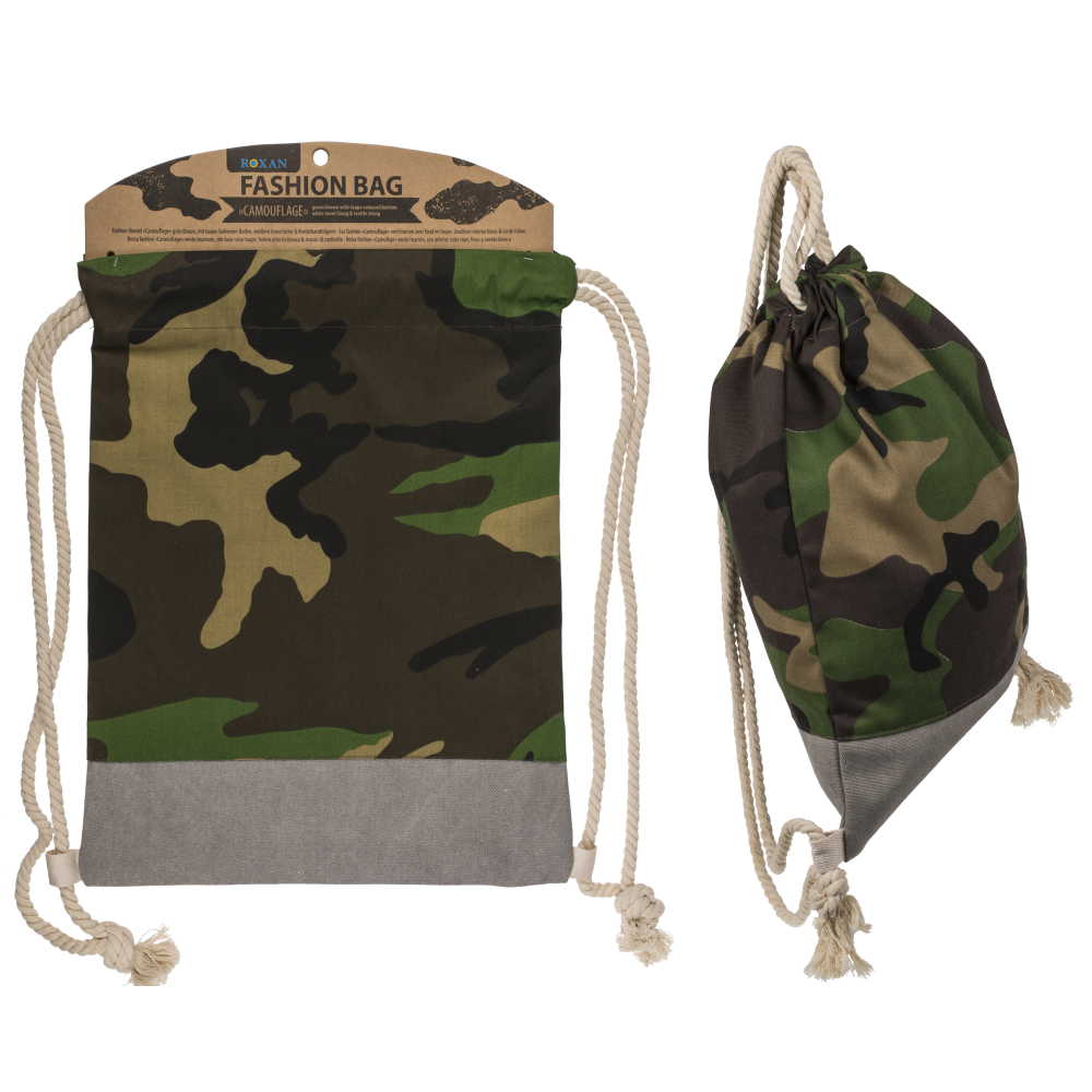 Pytel stahovací batoh maskáčový zeleno hnědý camouflage 33 x 50 cm
