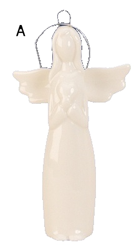 Andělíček porcelánový bílý 10,5 cm k zavěšení varianta A