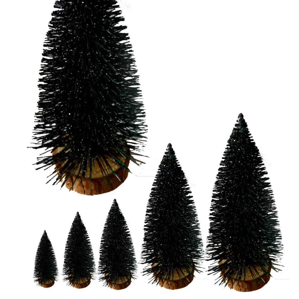 Dekorace stromeček na podstavci černý s glitry 40 x 13 cm