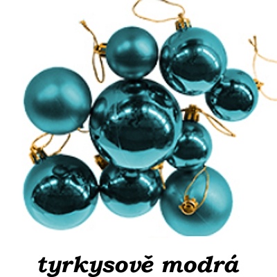 Vánoční ozdoby sada 30 ks mix velikostí 4,5,6 a 7 cm tyrkysově modré