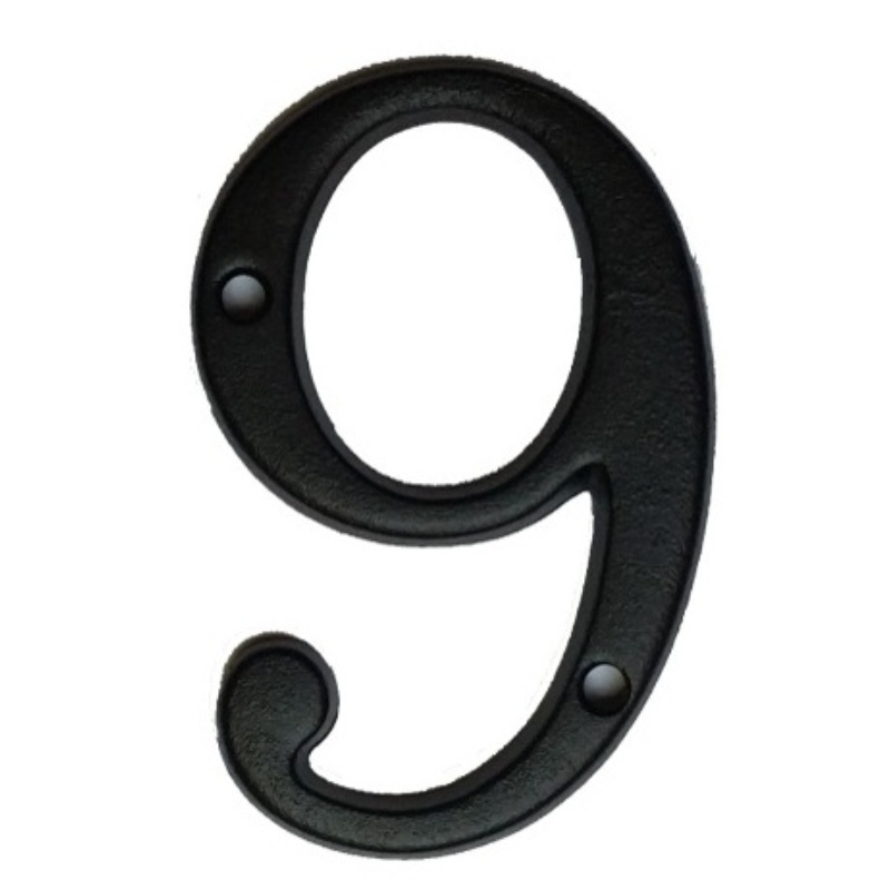 Domovní číslo - kovová číslice "9" - černá 8 cm